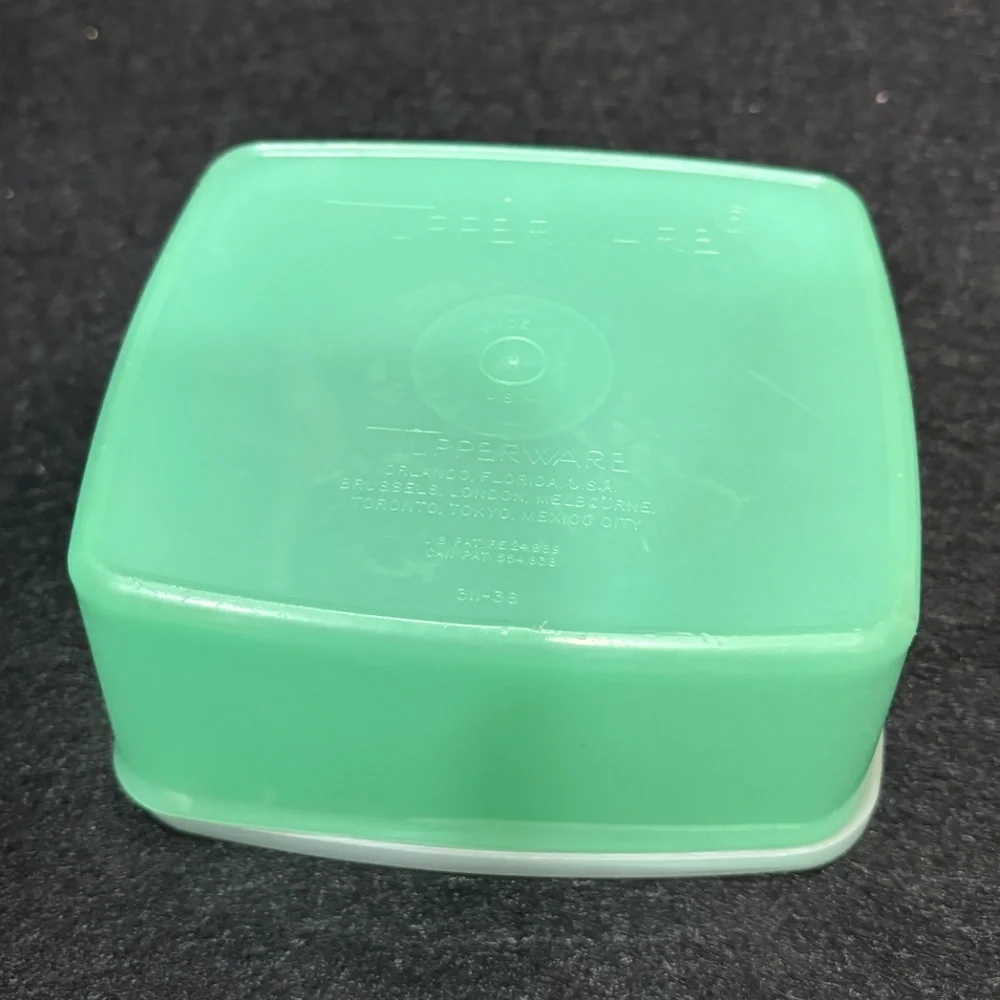 Vintage TUPPERWARE Sheer Green Storage Container #311-36 & Clear Lid #310-4